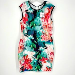 Midi Dress Bisou Bisou Flora Party Michele Bohbot Plus Size Sleeveless SZ 16